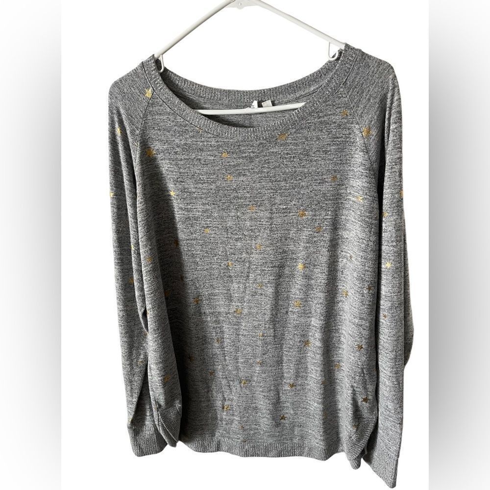 Gap Scoop Neck Heather Grey Long Sleeve Jersey Top